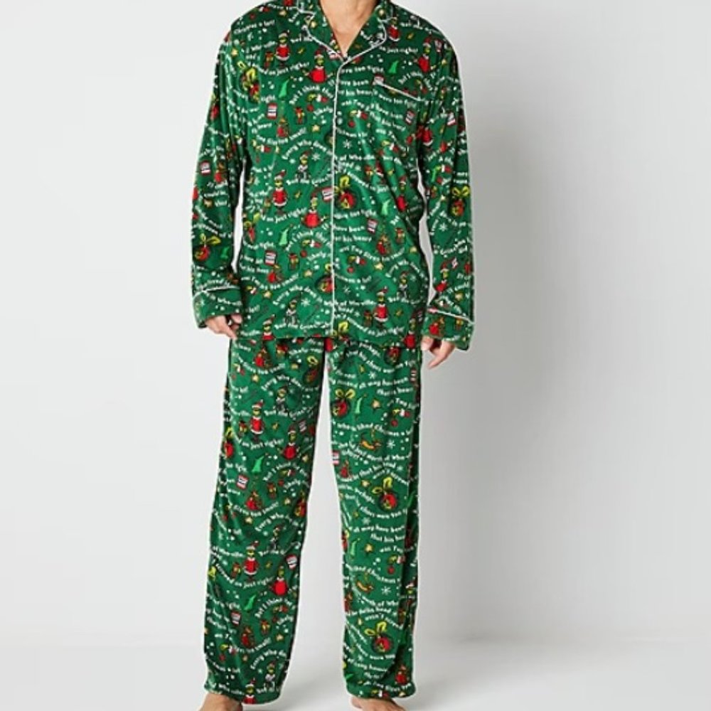 NWT The Grinch Dr. Seuss Long Sleeve 2-pc. Pant Pajama Set Large